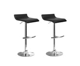 Set of 2 PU Leather Bar Stools - Black